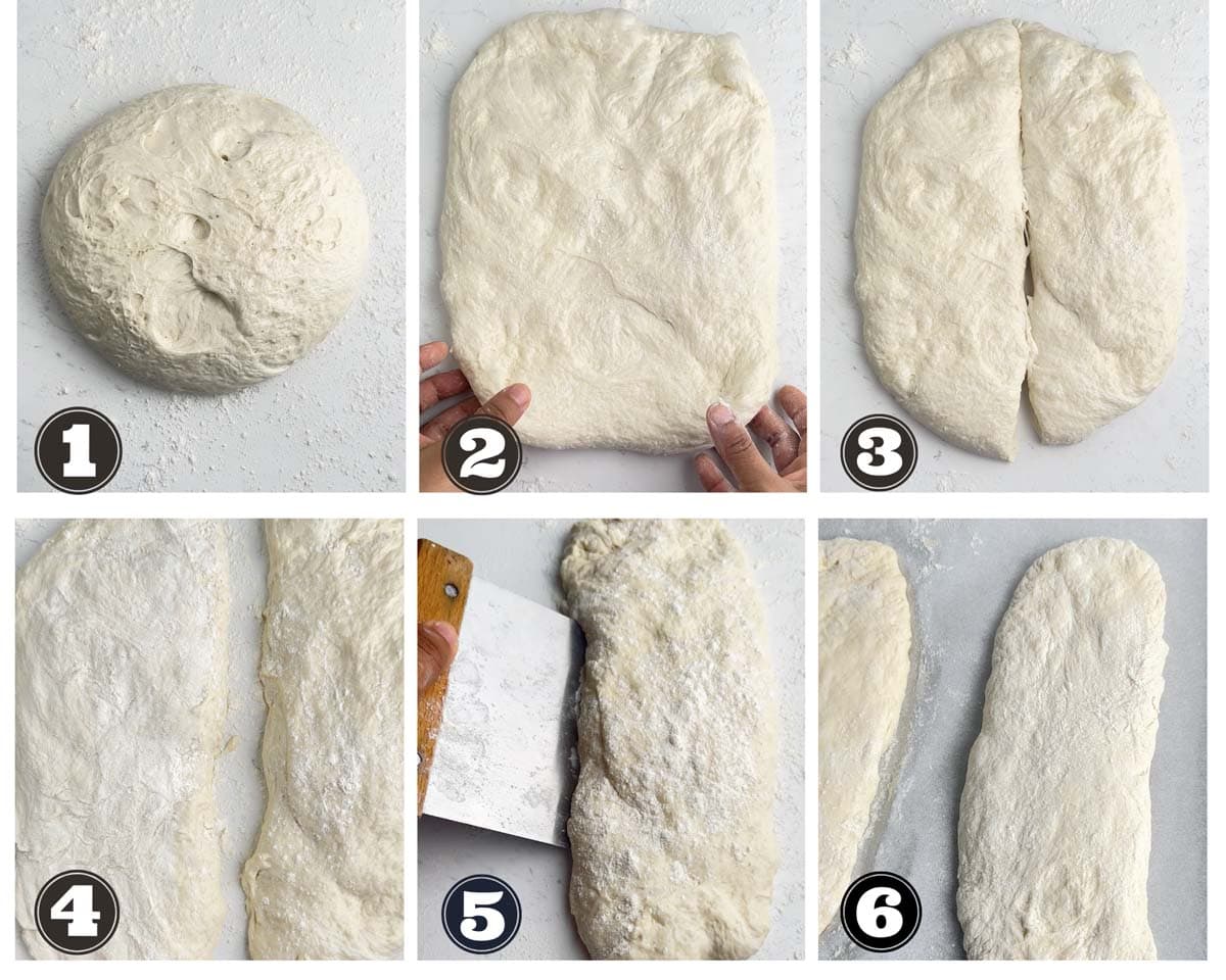 gallery of images showing shaping the ciabatta