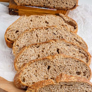 slices of 100 percent whole wheat sourdough bread