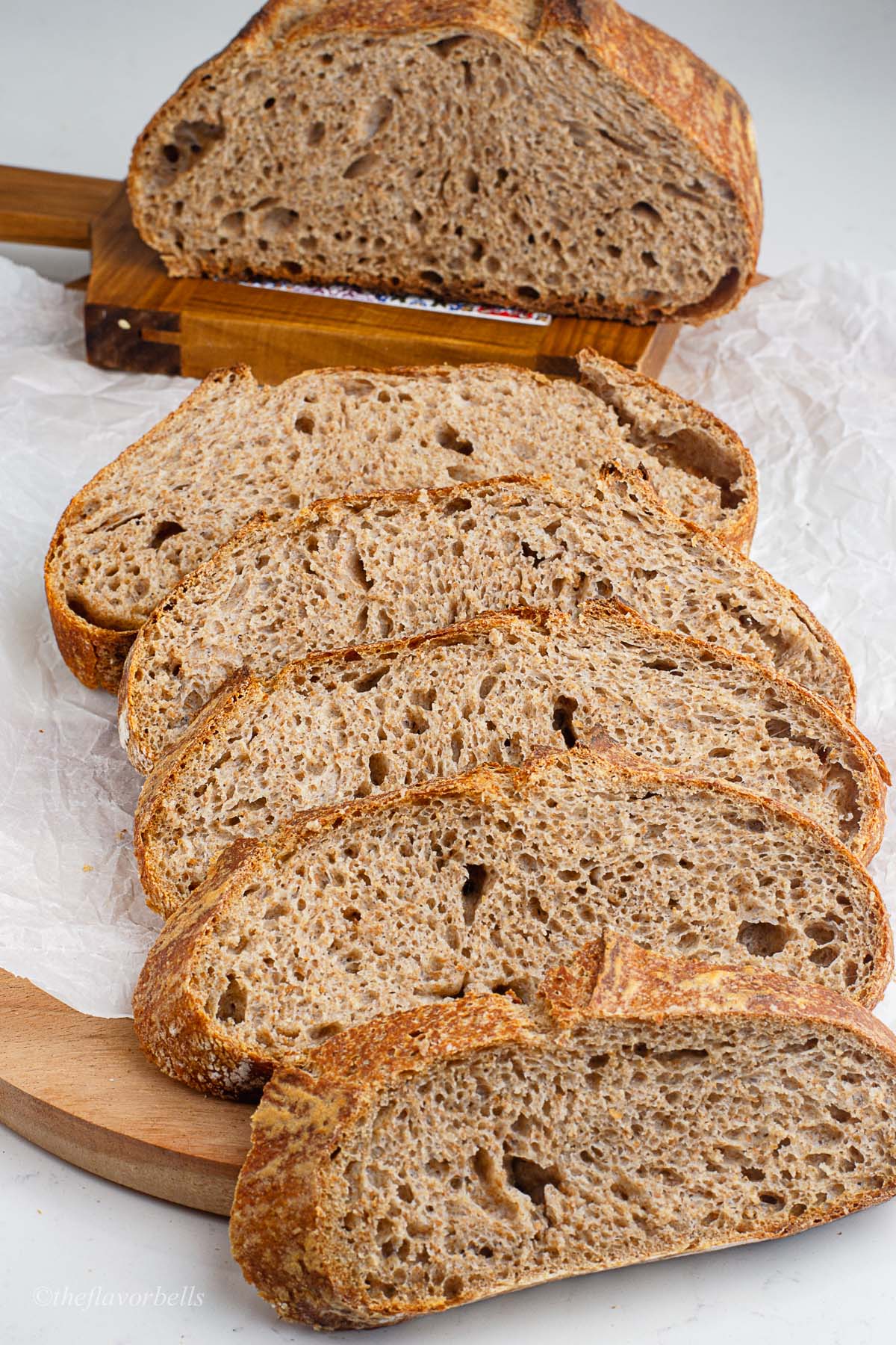 slices of 100 percent whole wheat sourdough bread